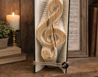 Treble Clef Folded Book Art - Music Teacher Gift