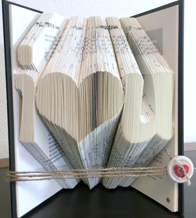 Paper Anniversary Gift, Valentines Gift, Romantic Gift For Her, Romantic Gift For Him, Folded Book Art image 1