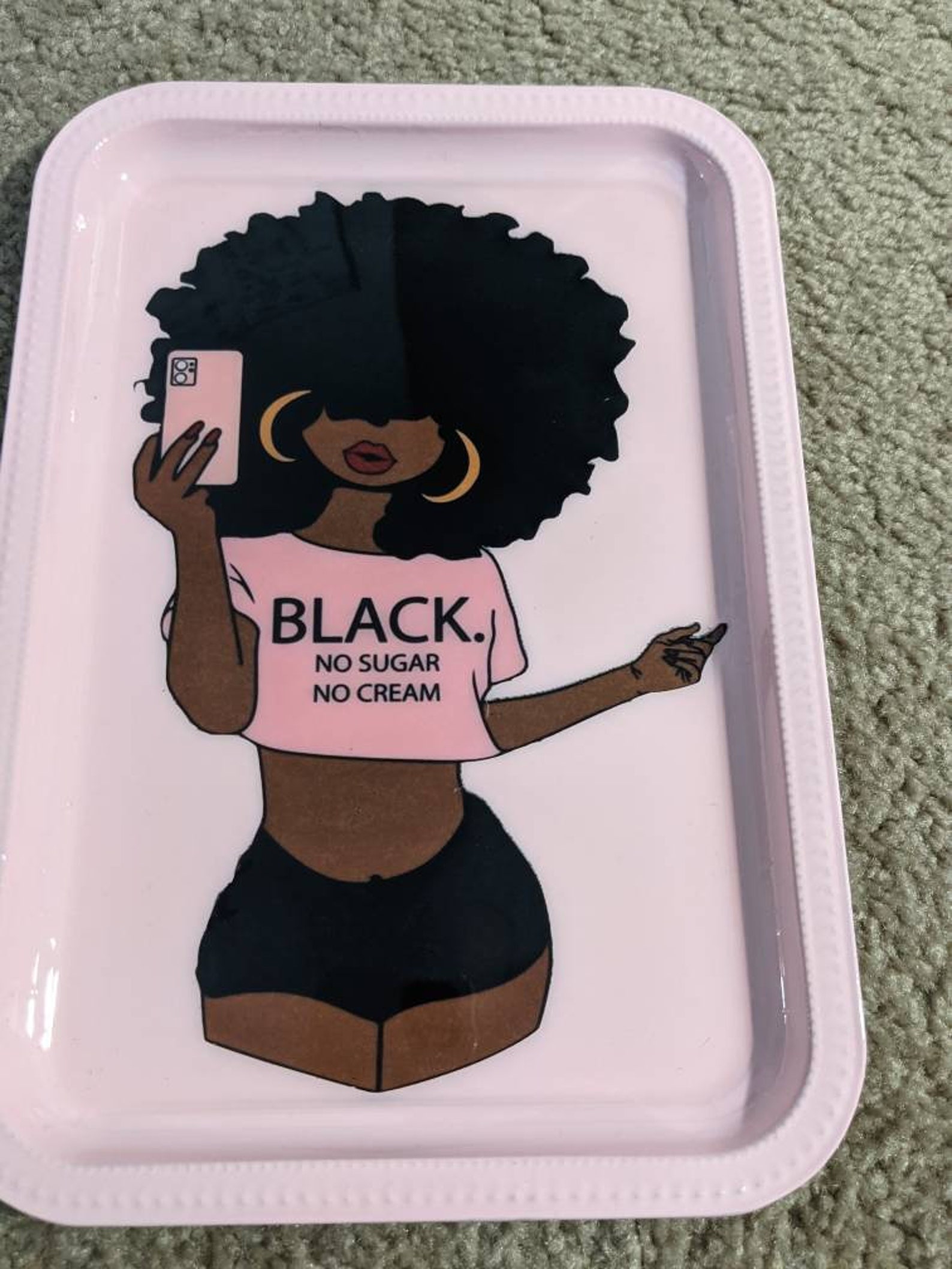 Afro Pretty Girl Rolling Tray Set/black Girl Magic Rolling Etsy