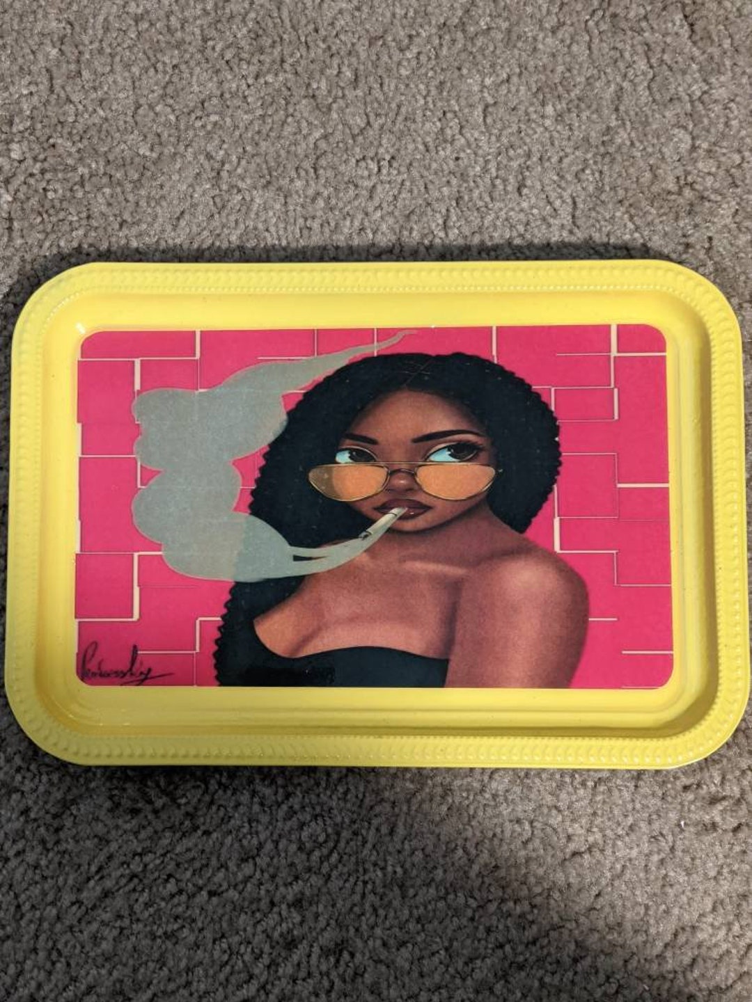 Pretty Black Girl Rolling Tray/stoner Girl Rolling Tray/black Girl