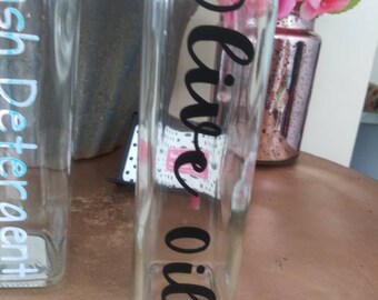 Customizable Glass Dispenser: Mouth Wash, Olive Oil, Soap (8.5oz)