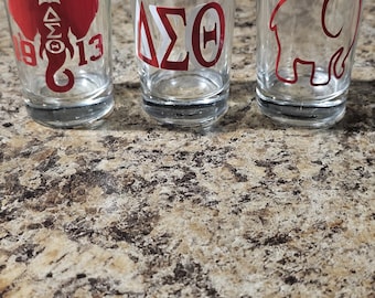 Delta Sigma Theta Shot Glasses: 3pc DST Probate Gift Set