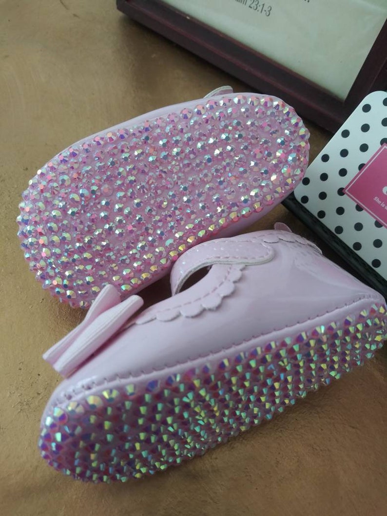 Pink Rhinestone Baby Shoes pink Bottoms / Baby Pink Bottoms/ Etsy