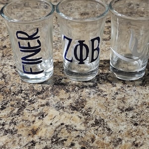3pc Zeta Phi Beta Shot Glasses/ &quot;Finer&quot; Shot glasses/Probate Gifts/D9 Shot glasses/Finer One shot glasses/Zeta Shot Glass