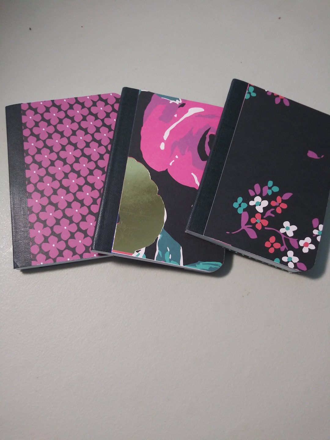 Mini Journal Set Floral Mini Journal Set: Handmade Pocket Notebooks, Stocking Stuffer - Etsy