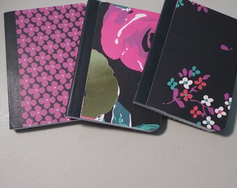 Floral Mini Journal Set: Handmade Pocket Notebooks, Stocking Stuffer