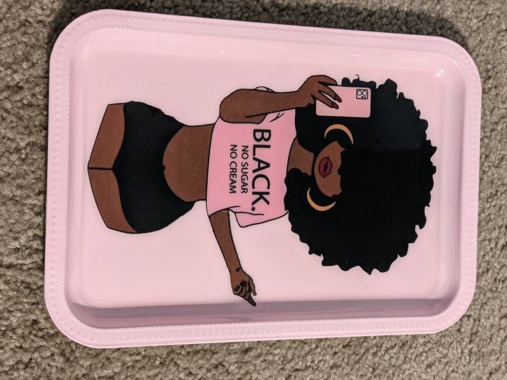 Afro Pretty Girl Rolling Tray Set/black Girl Magic Rolling Etsy