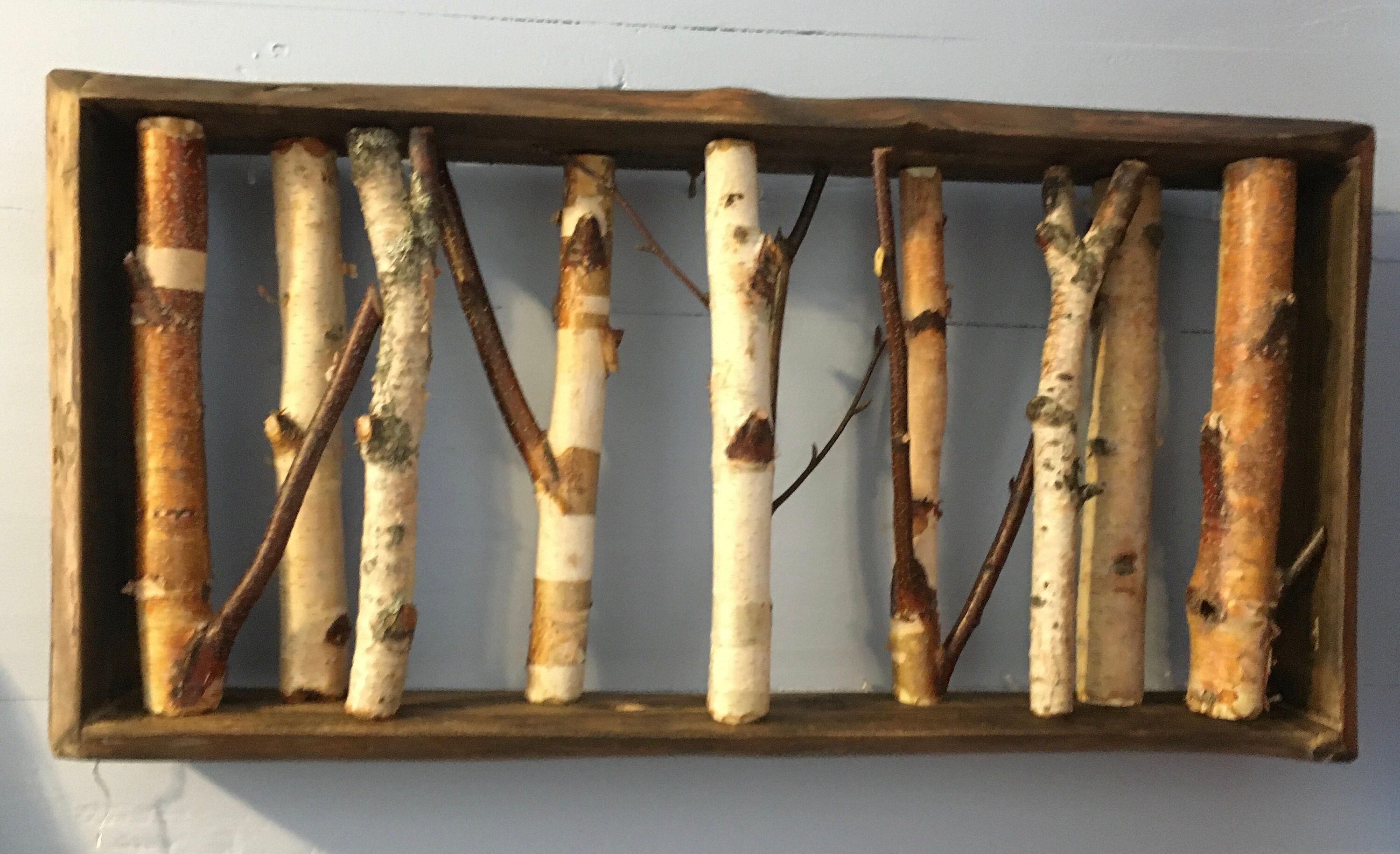 Birch Pole Wall Decor Rustic Decor Framed Wall Art 3d Etsy