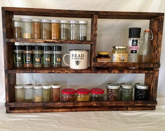 Personalized Custom Spice Rack, Rustic Farmhouse Kitchen Decor, Handmade Made-to-Order