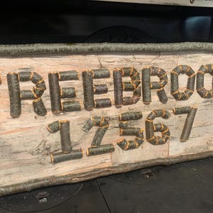Custom birch bark sign customizable, great for indoor and outdoor spaces