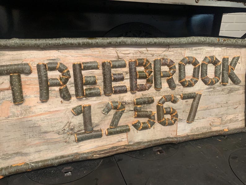 Custom birch bark sign customizable, great for indoor and outdoor spaces