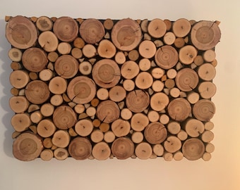 Mosaic Wood Slice Wall Art, Wooden wall art,  Personalized Message, Rustic Decor, Boho wall hanging, Branch slice wall decor, chic decor