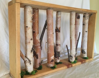 White Birch Pole Wall Art, Rustic Woodland Decor, Handcrafted Nature Hanging