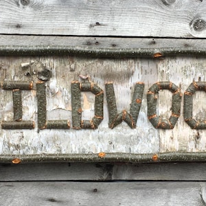Custom birch bark sign customizable, great for indoor and outdoor spaces