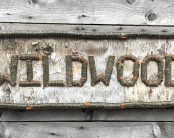 Custom Birch Bark Sign, Handcrafted Twig Lettering, Rustic Cabin Decor