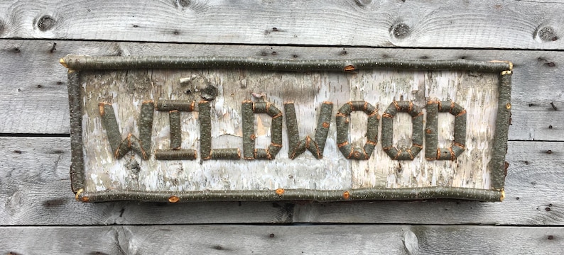 Custom birch bark sign customizable, great for indoor and outdoor spaces