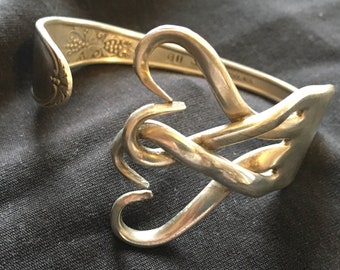 handmade jewelry, Twisted heart fork bracelet, cuttlery jewelry, minimalist bracelet, handcrafted jewelry