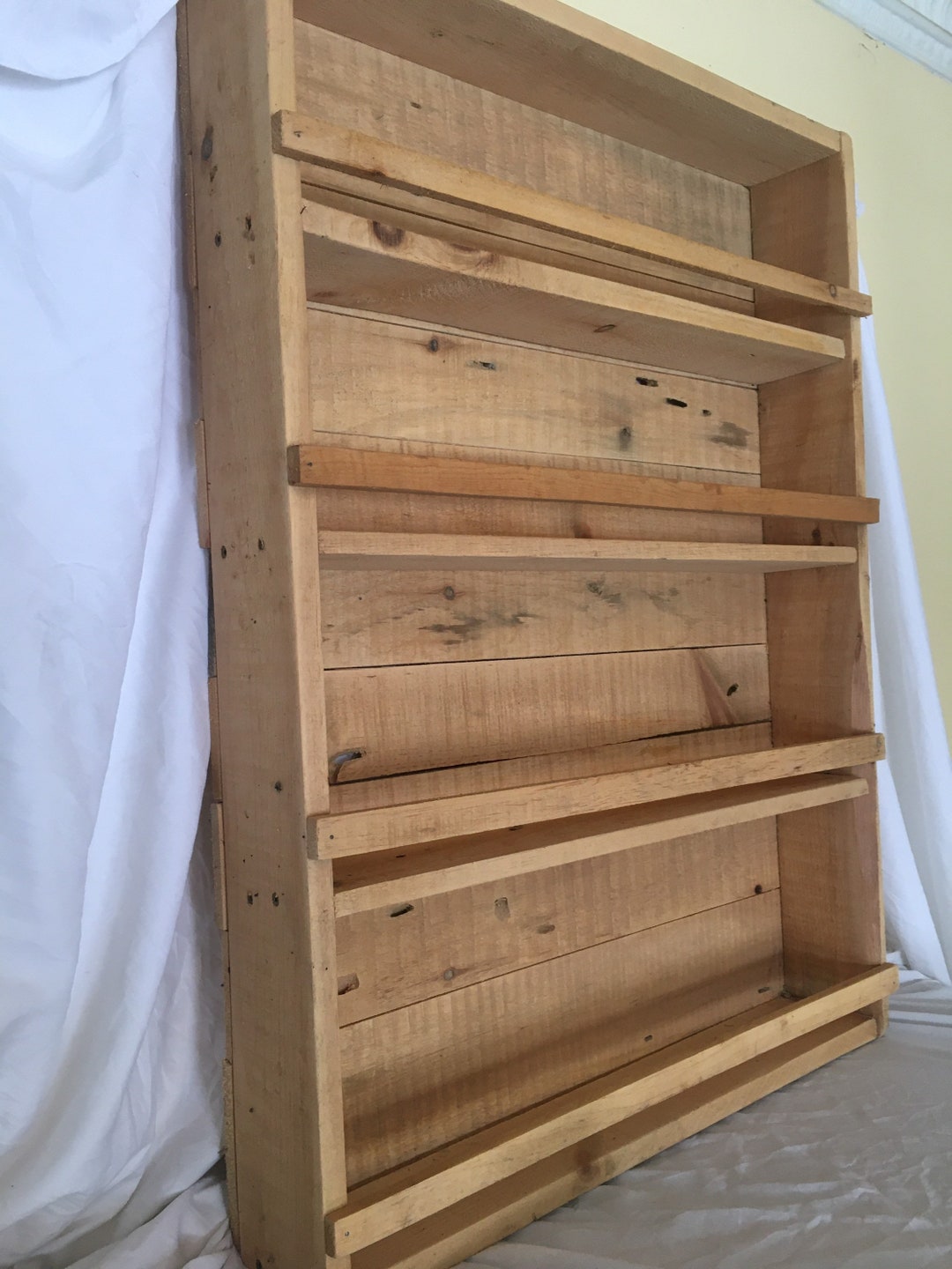 Wood Wall Shelf, Spice Organizer, Spice Rack, Stove Shelf, Card Rack ...