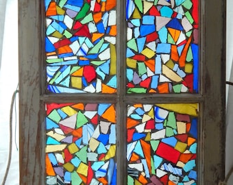 Antique Stained Glass Window Etsy Canada