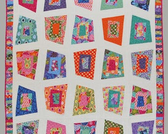 Beginner Quilt Pattern Fat Quarter Friendly Project Paper Instruction Abbey Lane Crazy Quilt Machine Piecing Easy Sewing Lap Throw Simple