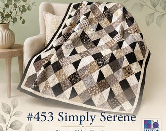 Simply Serene Quilt Pattern PDF: Charm Pack, Half-Square Triangles, 4 Sizes