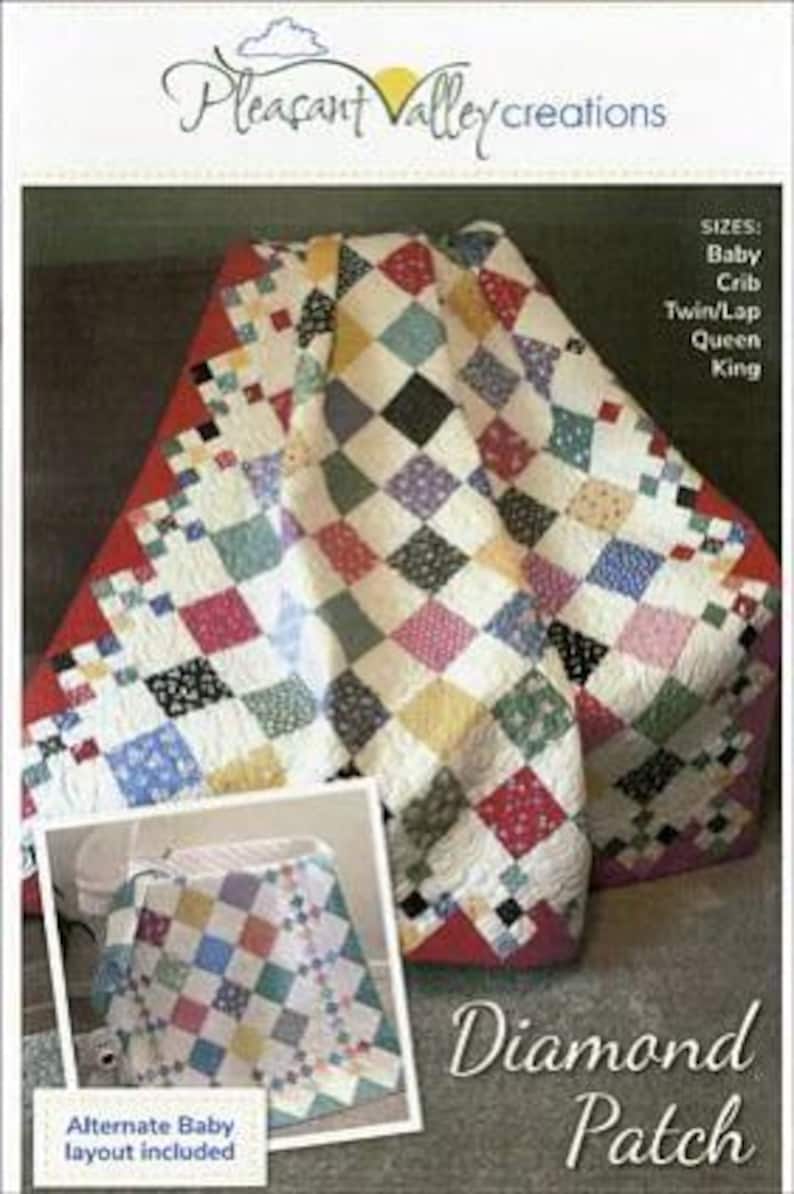 Beginner Quilt Pattern Diamond Patch Baby Blanket Tutorial Instructions ...