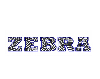 3 inch Zebra Embroidery font