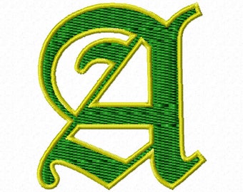 2 inch Old English Machine embroidery font- PES _ Upper Case, Lower Case and Numbers