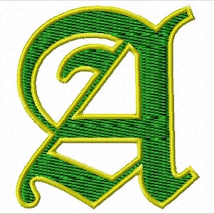 2 inch Old English Machine embroidery font- PES _ Upper Case, Lower Case and Numbers