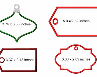 ITH Gift Tags Machine embroidery designs, set of 4