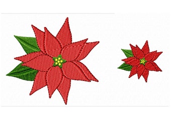 Set of 2 Poinsettia machine embroidery designs