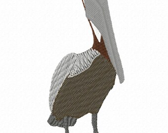 Coastal Machine Embroider Design 4 inch Pelican