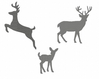 Set of 3 Deer Machine embroidery designs