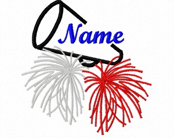 Pom Pom and Open Megaphone to add Names  Machine Embroidery Design