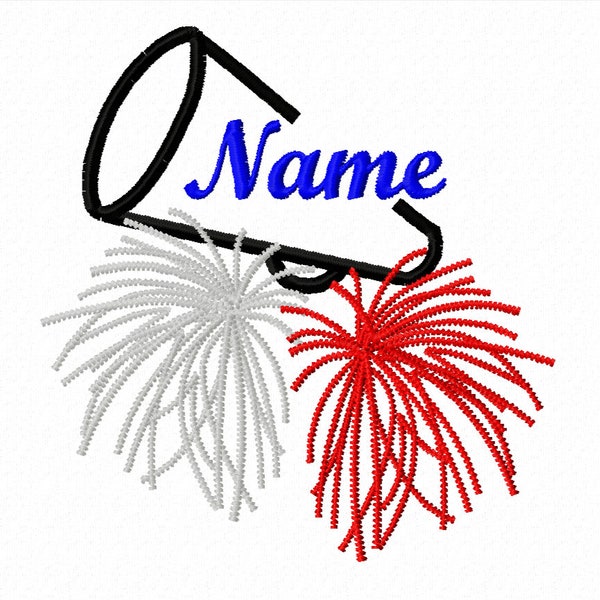 Pom Pom and Open Megaphone to add Names  Machine Embroidery Design