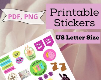 Pegatinas imprimibles, pegatinas de planificador imprimibles, PDF de cartas de EE. UU., Planificador de PDF,