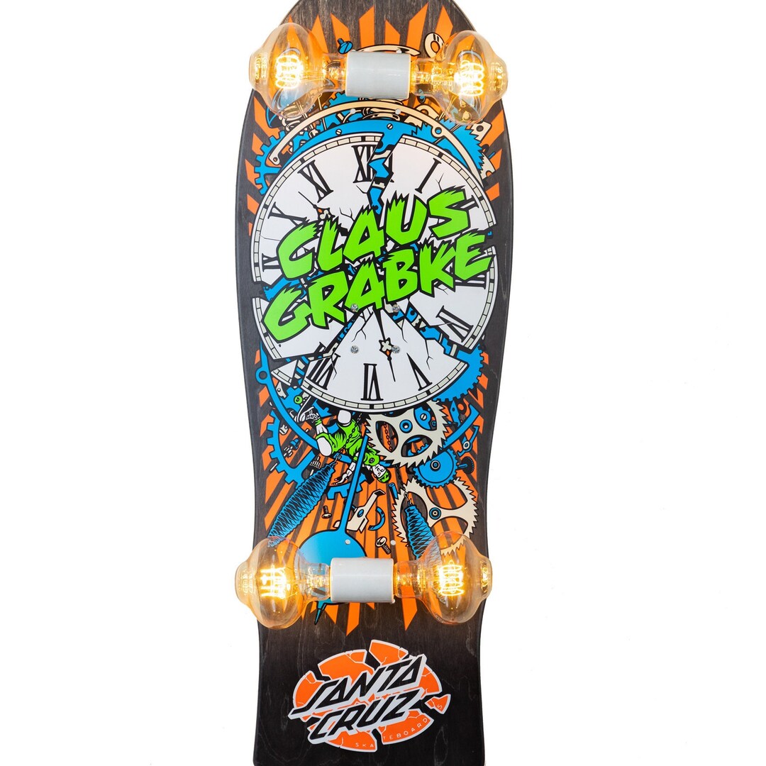 Santa Cruz Grabke Exploding Clock Black With Neon Skateboard Light - Etsy