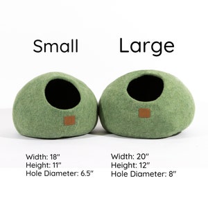 BEST AESTHETIC Cat Bed Natural Organic Merino Felt Wool SOFT, Wholesome, Cute 1 Modern Cat Corner Cave Handmade Round Style image 9