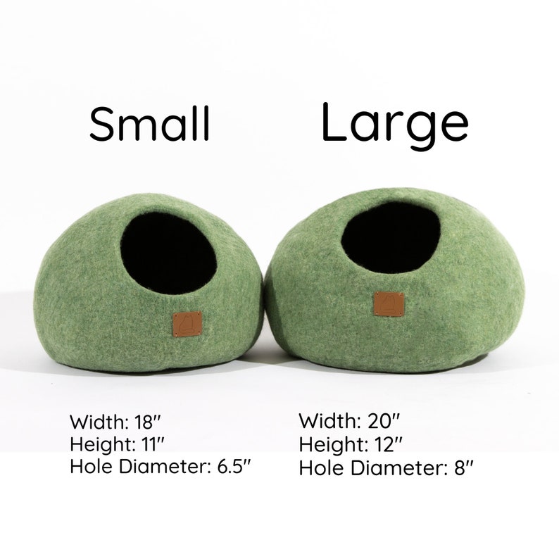 BEST AESTHETIC Cat Bed Natural Organic Merino Felt Wool SOFT, Wholesome, Cute 1 Modern Cat Corner Cave Handmade Round Style image 8