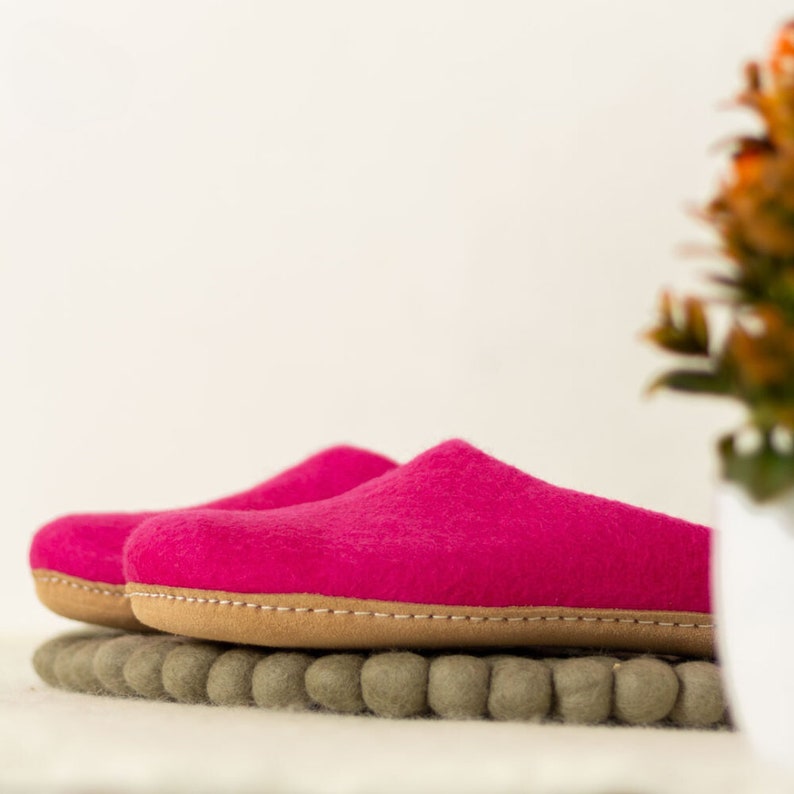 Luxury Organic Merino Wool Slippers Eco-Friendly Warmth, Non-Slip Rubber or Leather Foot Sole, Arch Support Home Cozy Comfort Women Gift image 7