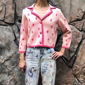 60's Pink Wool Raindrop Italian Wool Boxy Jacket