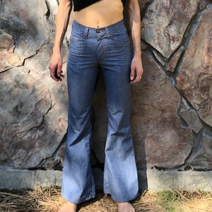 70s High Waisted Light Denim Bell Bottoms Farah Brand Extra Small