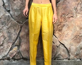 yellow silk pants
