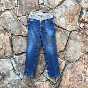 80s Jordache Two Tone Acid Wash Denim Horse Logo Jeans Size 33 Long