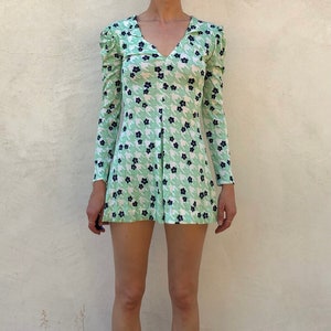 70s Polyester Floral Houndstooth Sexy Fun Mini Dress image 1