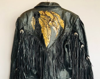 【シェビニオン】 80s genuine leather Mods coat Vintage 80's Ultra Fringe Biker Jacket//made by Gypsy