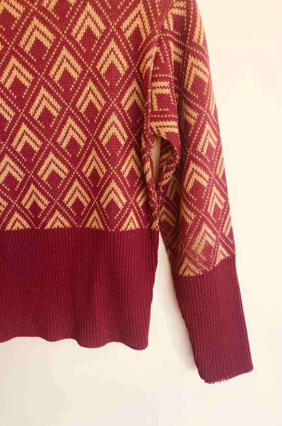 Vintage 60's Women's Acrylic Sweater//Geometric D… - image 4