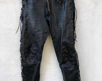 Fringe Leather Pants - Etsy