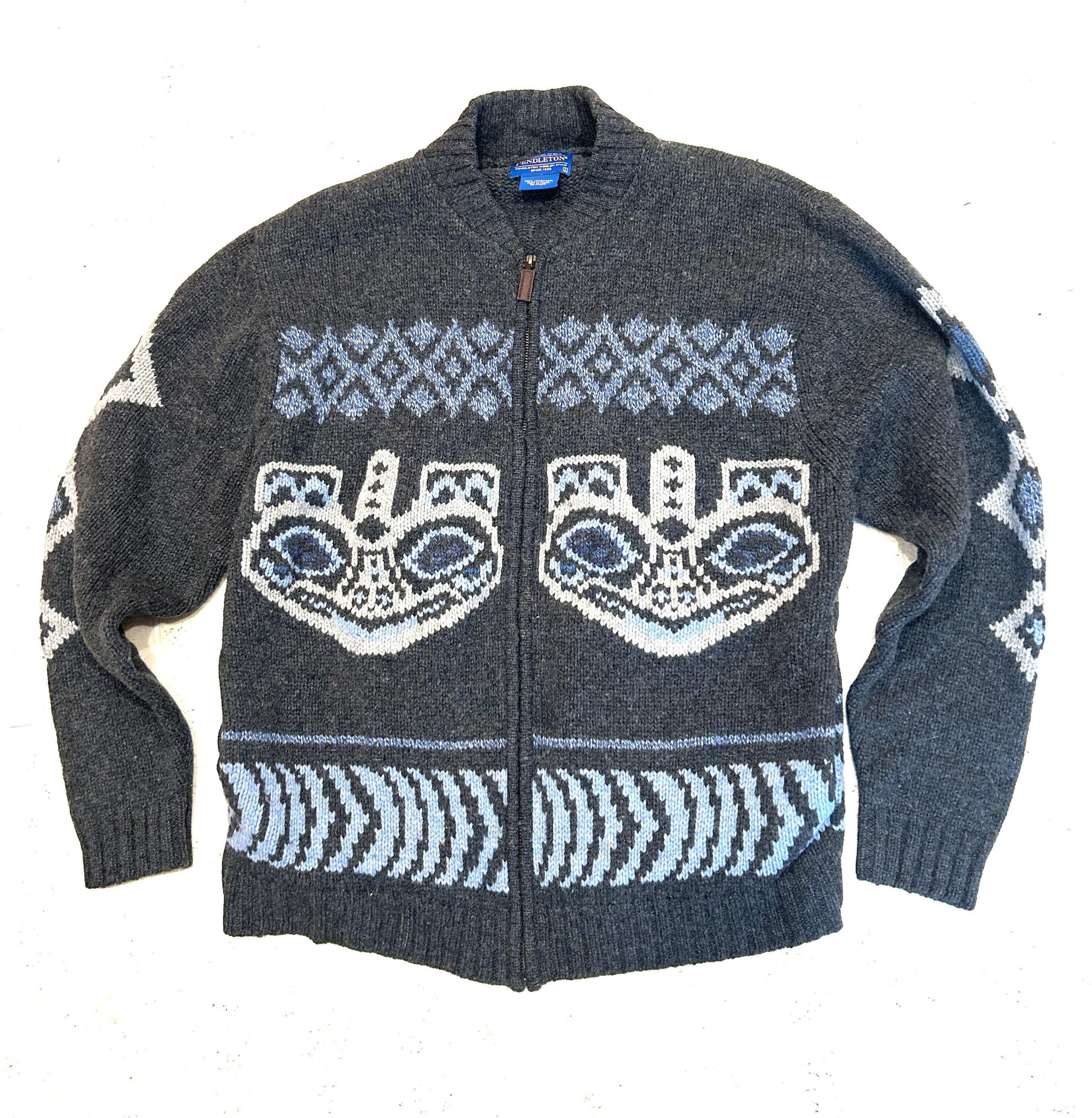 Pendleton Cowichan Style Cardigan Sweater//all Lambswool//made in