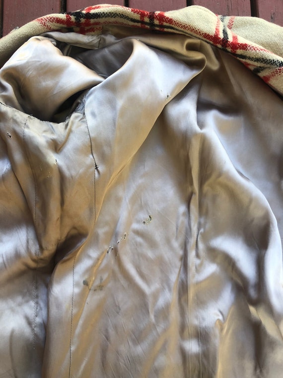 40s Wool Jacket Blanket Striped Coat Check Plaid … - image 9